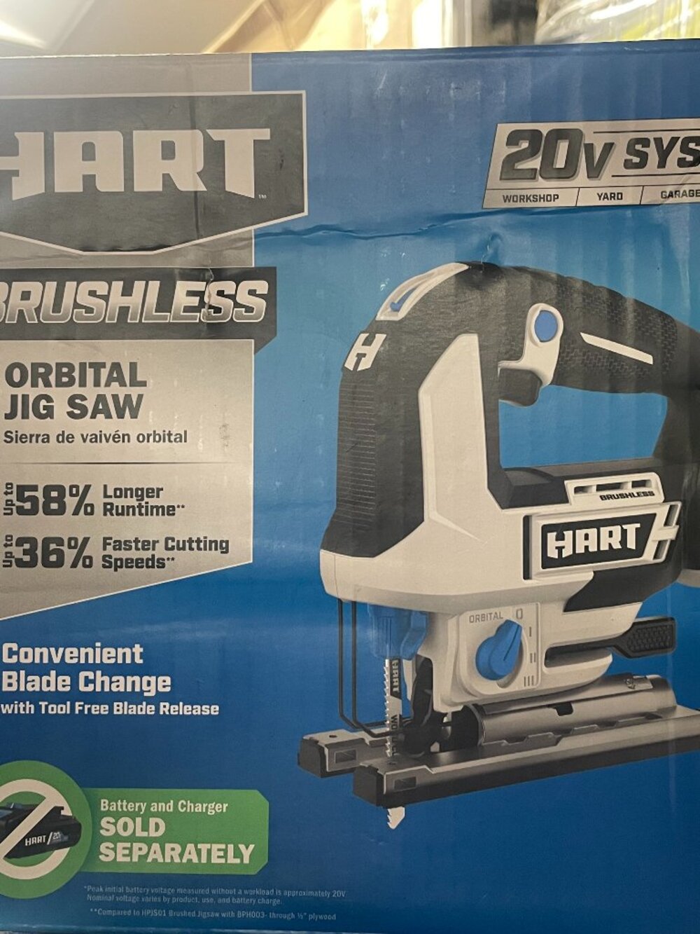 HART 20-Volt Battery-Powered Brushless Orbital Jigsaw (Battery Not Included)
